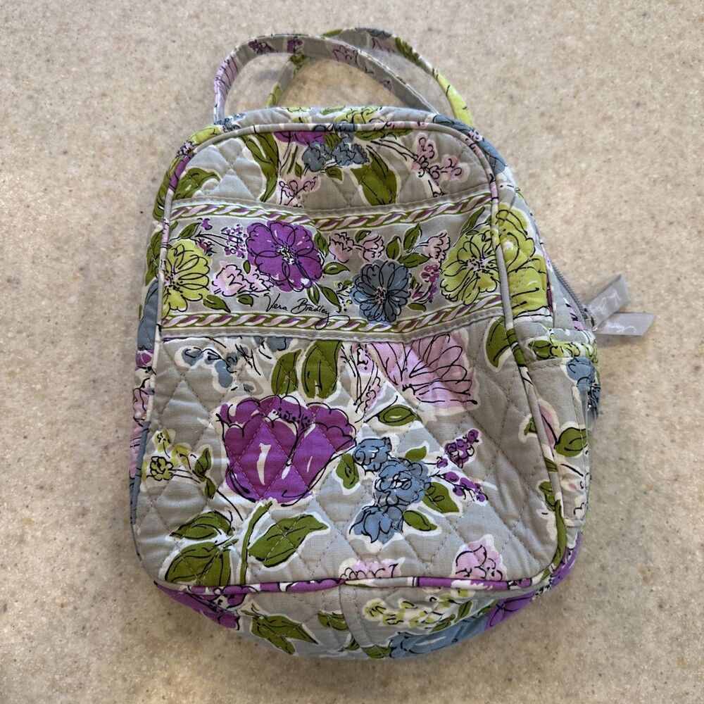 PREOWNED VERA BRADLEY GREY PURPLE LUNCH BOX TOTE BAG